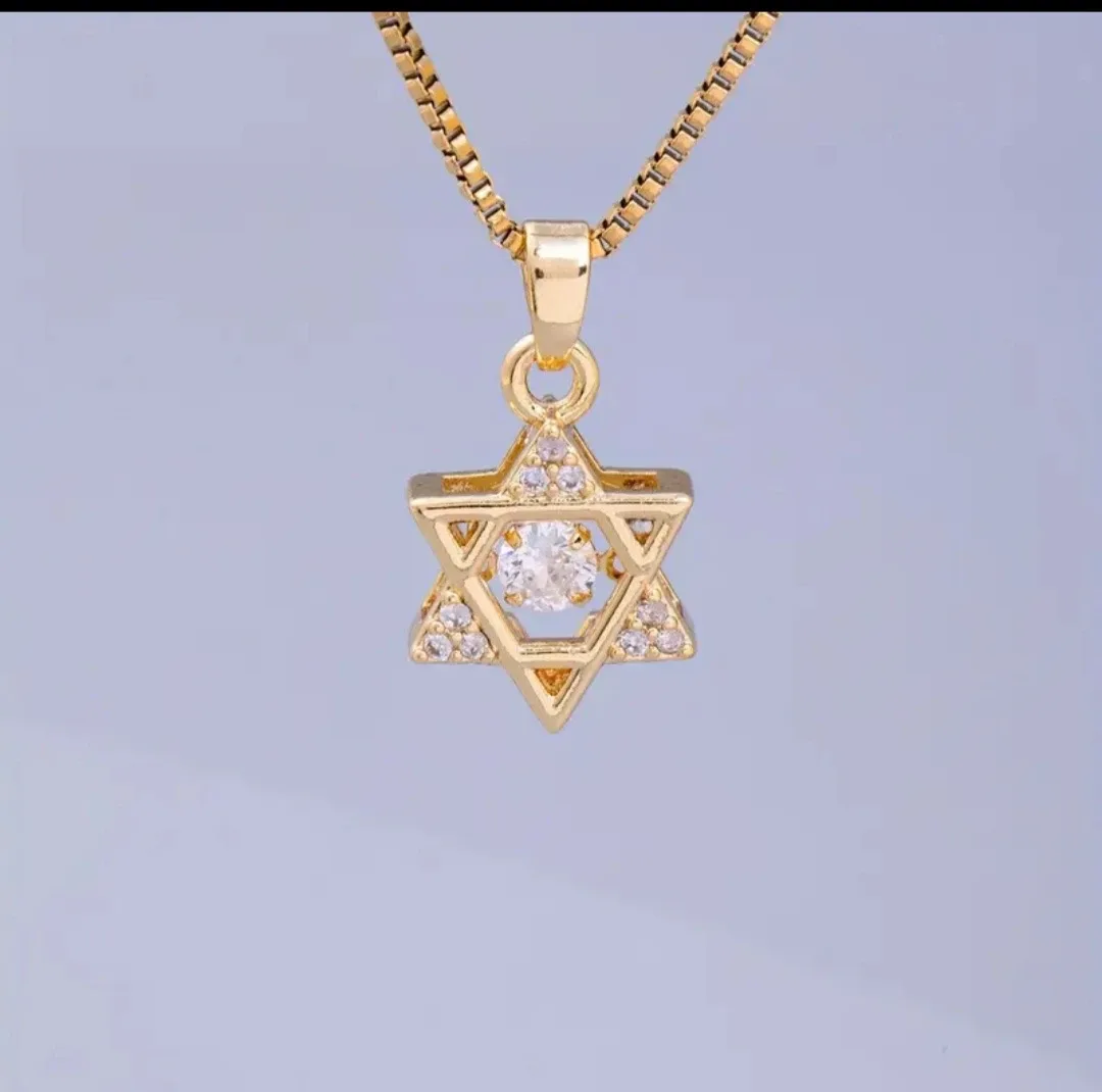 Gold Star of David Pendant Necklace thumbnail