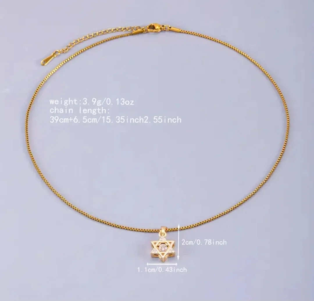 Gold Star of David Pendant Necklace image indicator(4)