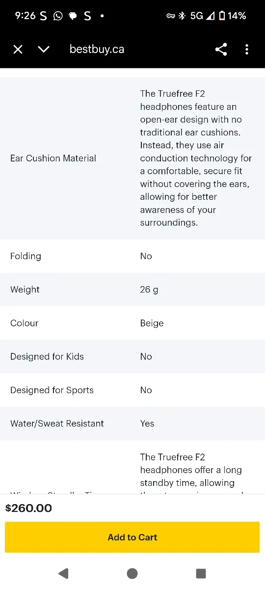 Truefree F2 (Conduction) Headphones - Beige image indicator(9)