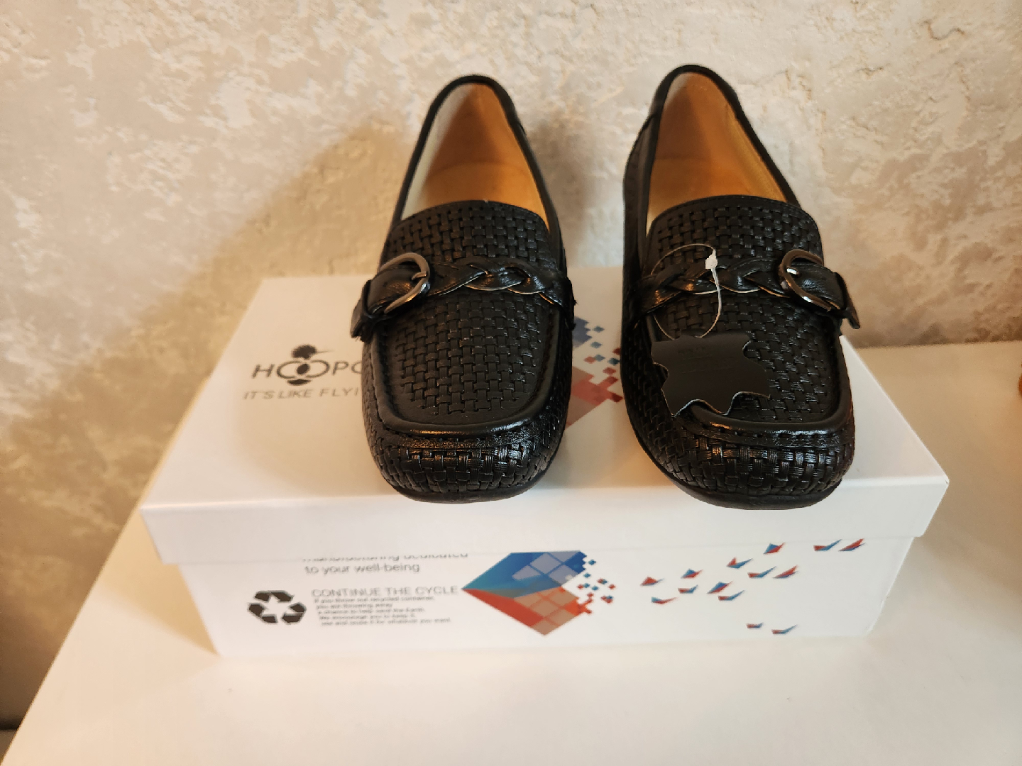 HOOPOE Claire Loafers - Black Woven - Size 7