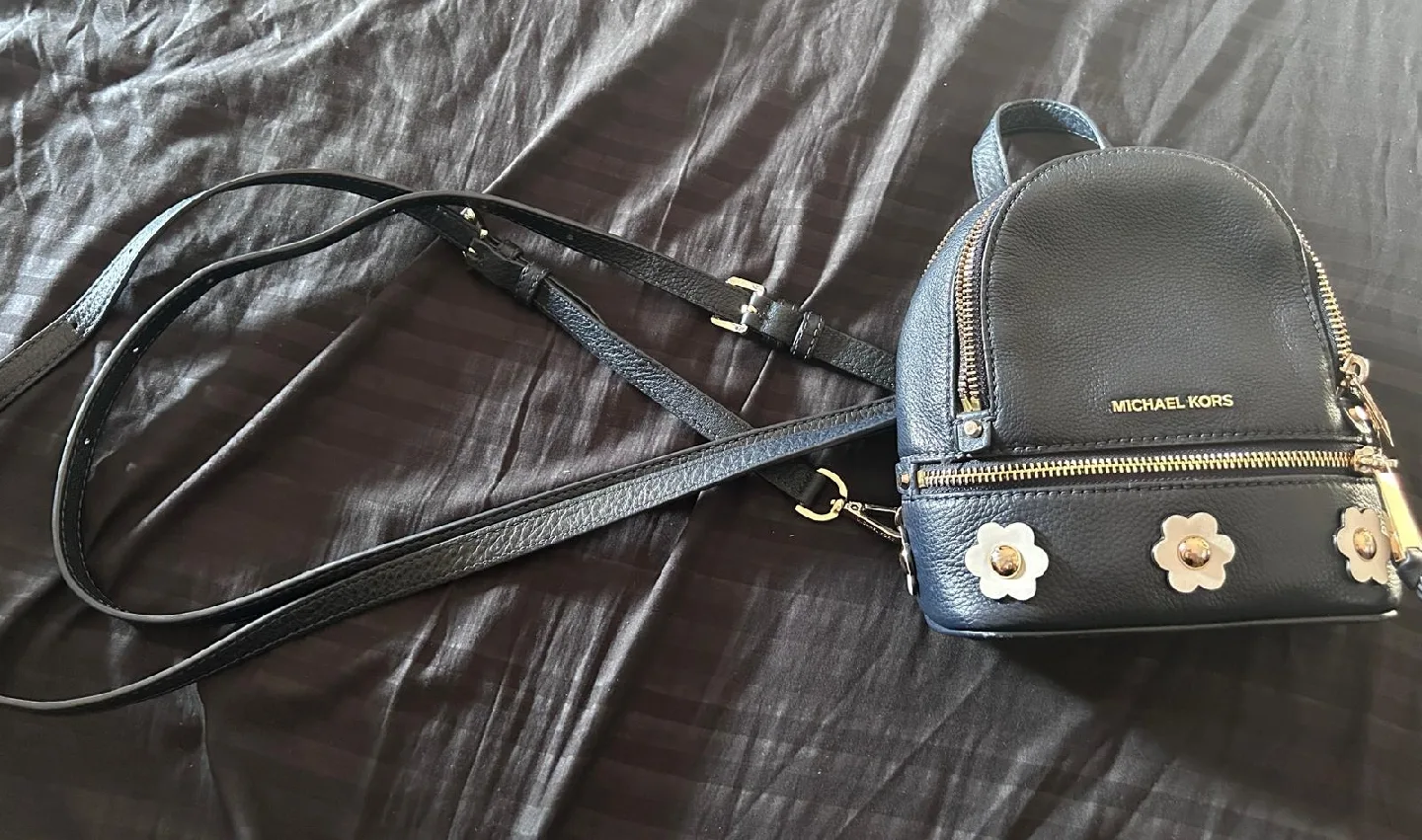 Michael Kors Navy Blue Leather Mini Backpack image indicator(3)
