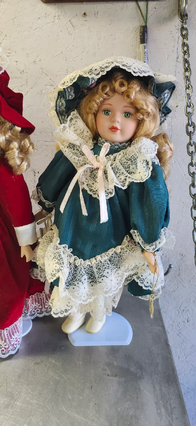 Collectible Porcelain Dolls - Red & Green thumbnail