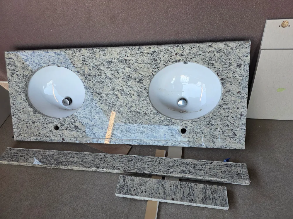 Granite Double Sink Vanity Top - 60" x 24" with 4" back splash thumbnail
