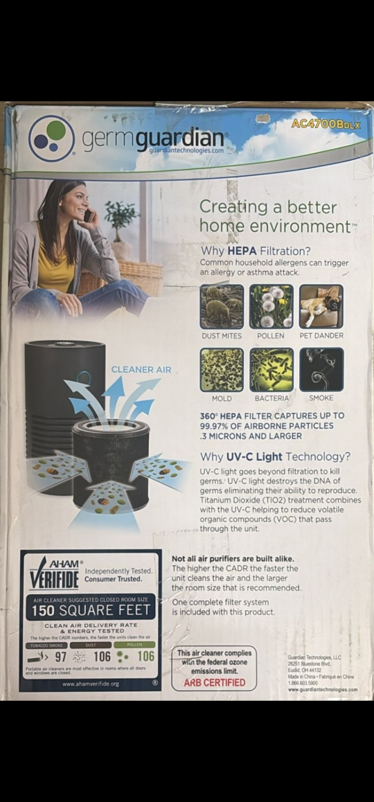 GermGuardian AC4700BDLX Air Purifier - Like New! - photo 2