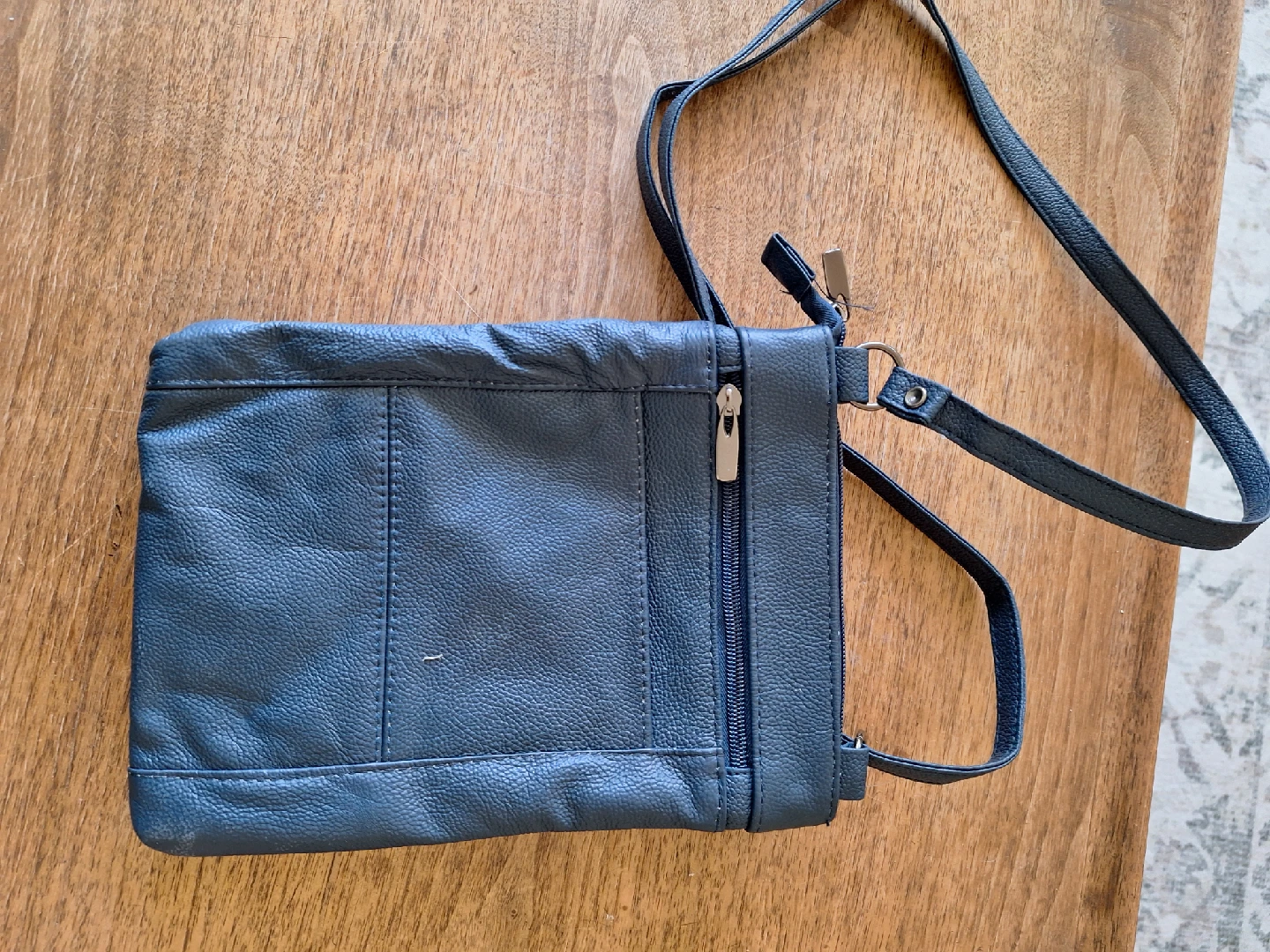Leather Crossbody Bag - Navy