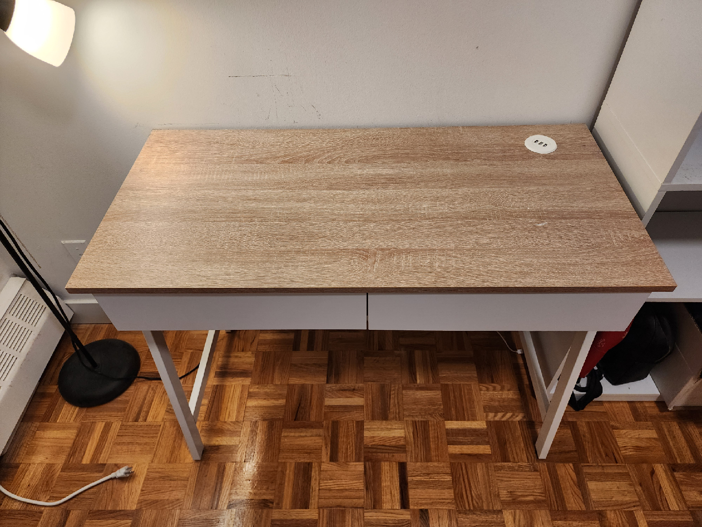 Wood and White Desk with USB Ports - photo 3