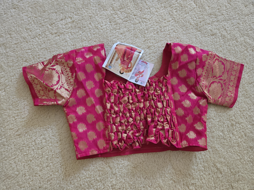 Kids Saree (Pre-Stitched) - Pink & Gold - ( 9 to 11 Years) - photo 3