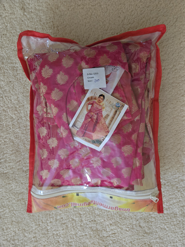 Kids Saree (Pre-Stitched) - Pink & Gold - ( 9 to 11 Years) - photo 5