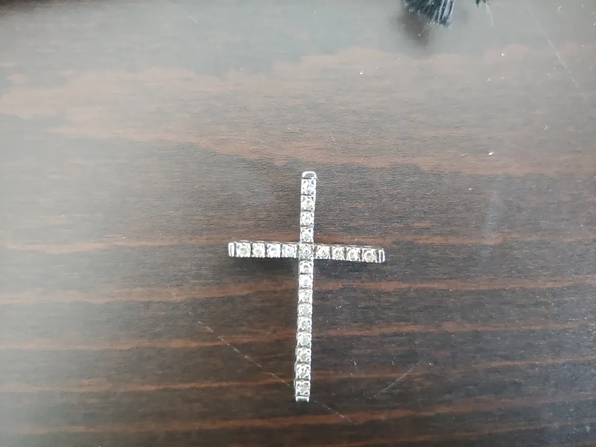 Sterling Silver Cross Pendant with cubic zirconia image indicator(4)