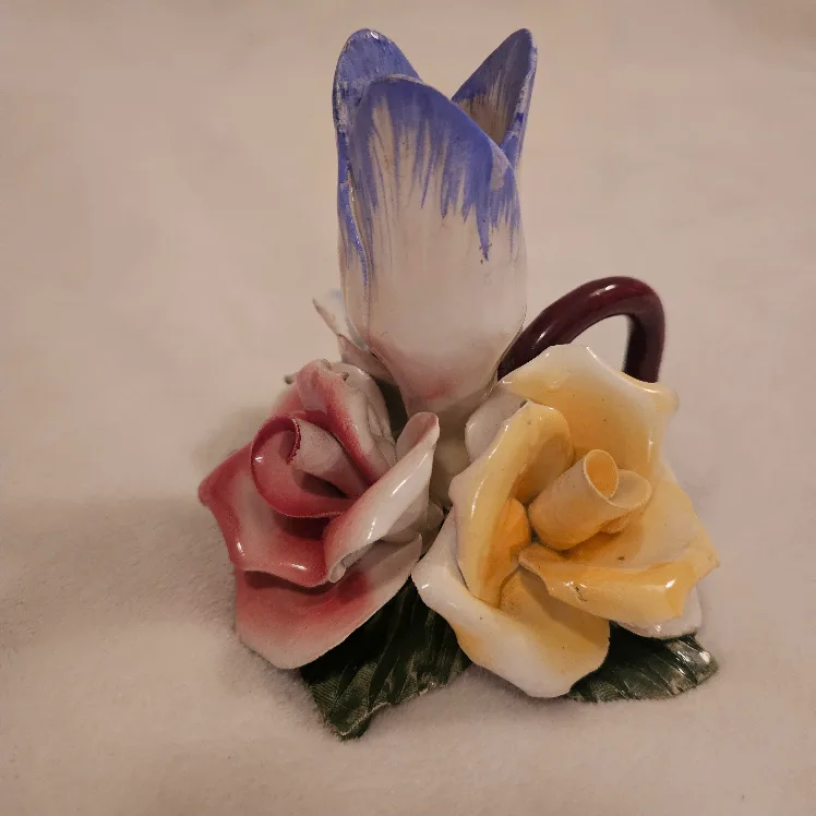 Vintage Floral Ceramic Candle Holder