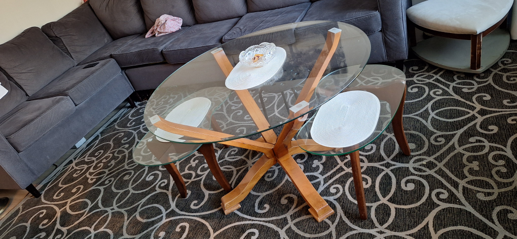 3 Glass Oval Coffee Table