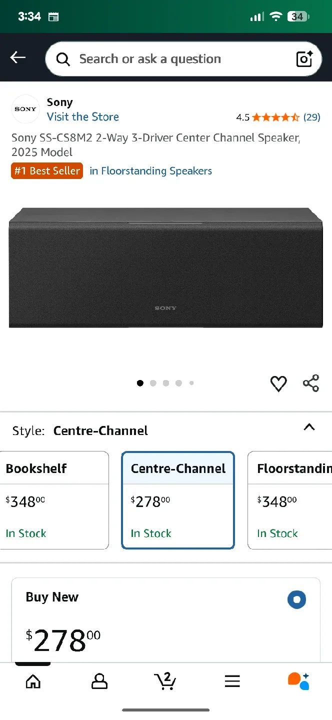 Sony SS-CS8 Center Channel Speaker