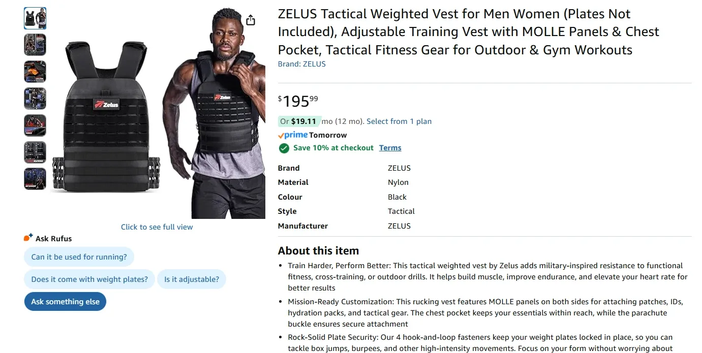 Tactical Weighted Training Vest for Men Women BNIB image indicator(2)