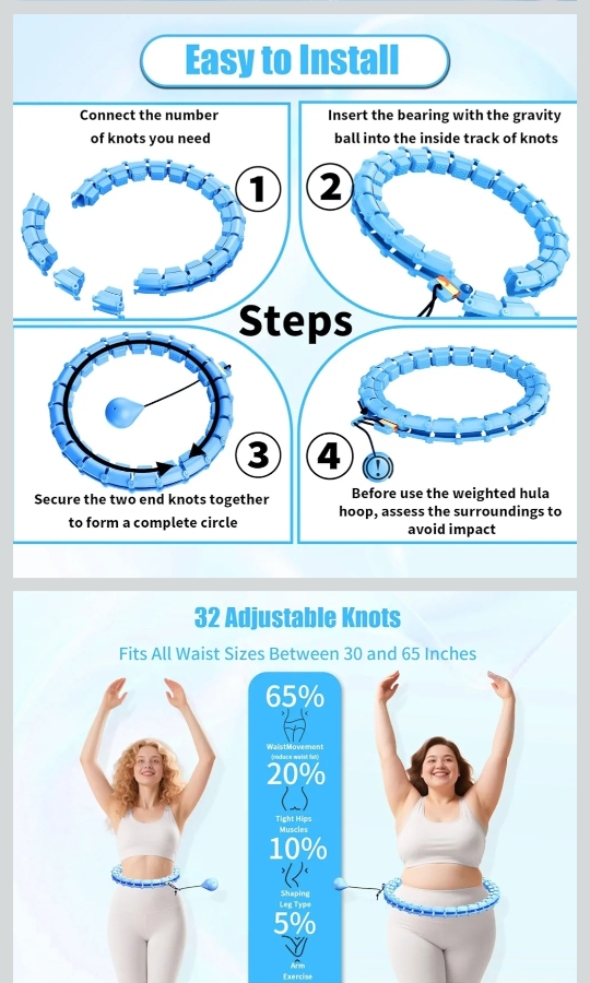 Adjustable Weighted Hula Hoop for Exercise - photo 2