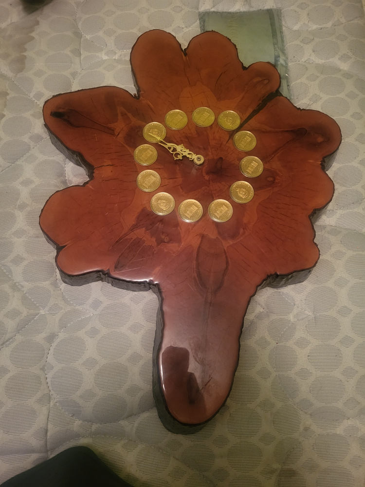 Handmade Wooden Coin Clock - photo 2