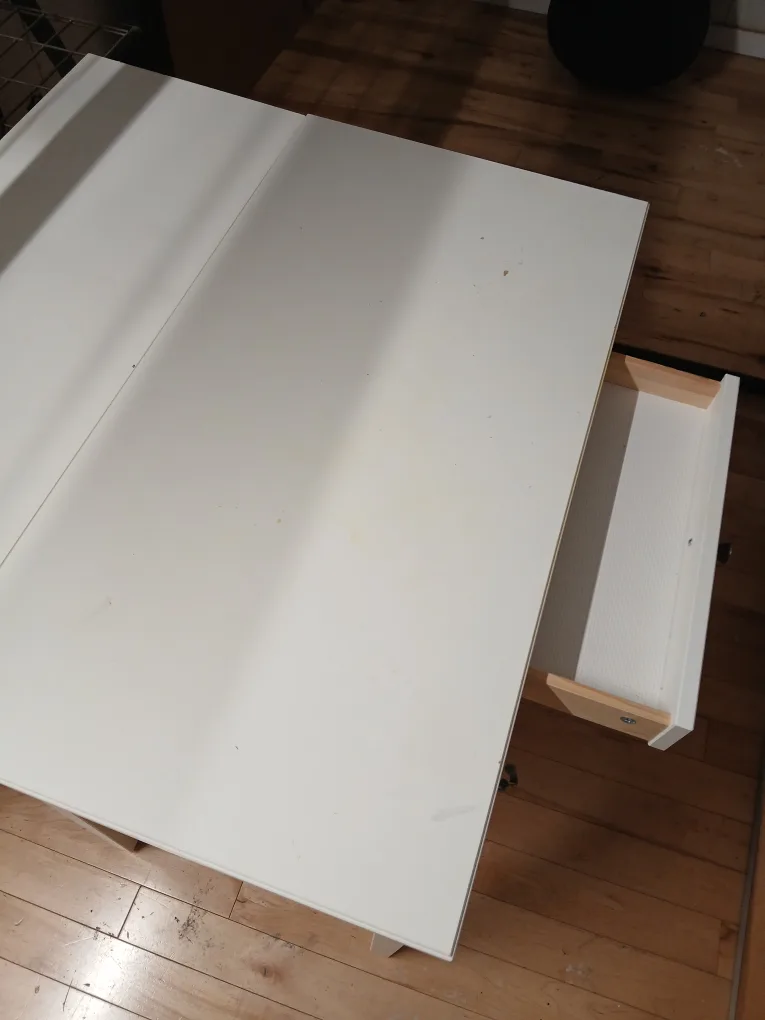 White Extendable Table with Drawer image indicator(3)