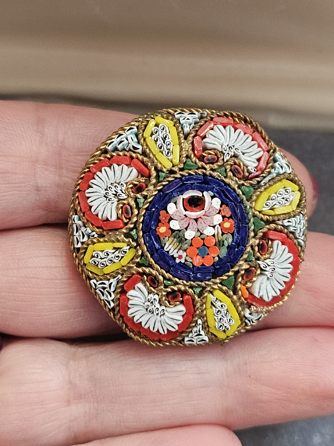 Vintage Micro Mosaic Floral Brooch - photo 3