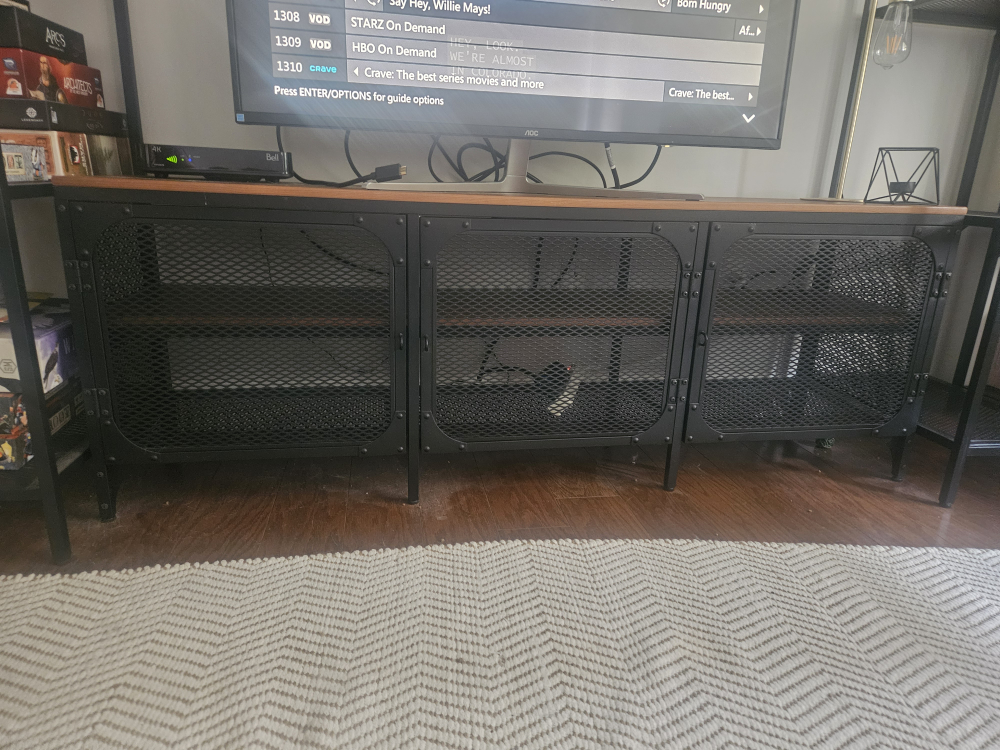 FJALLBO TV stand with metal mesh doors - photo 2