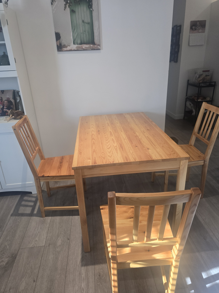 Refinished Dining Table and Chairs - Solid Wood