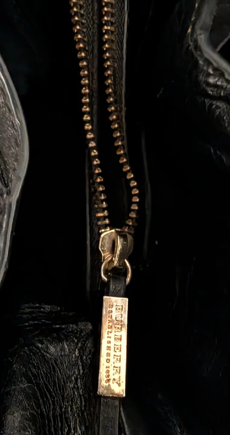 Burberry London Black Leather & Check Tote Bag image indicator(5)