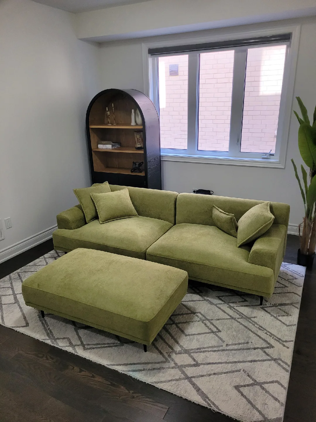 Green Sofa with Ottoman thumbnail