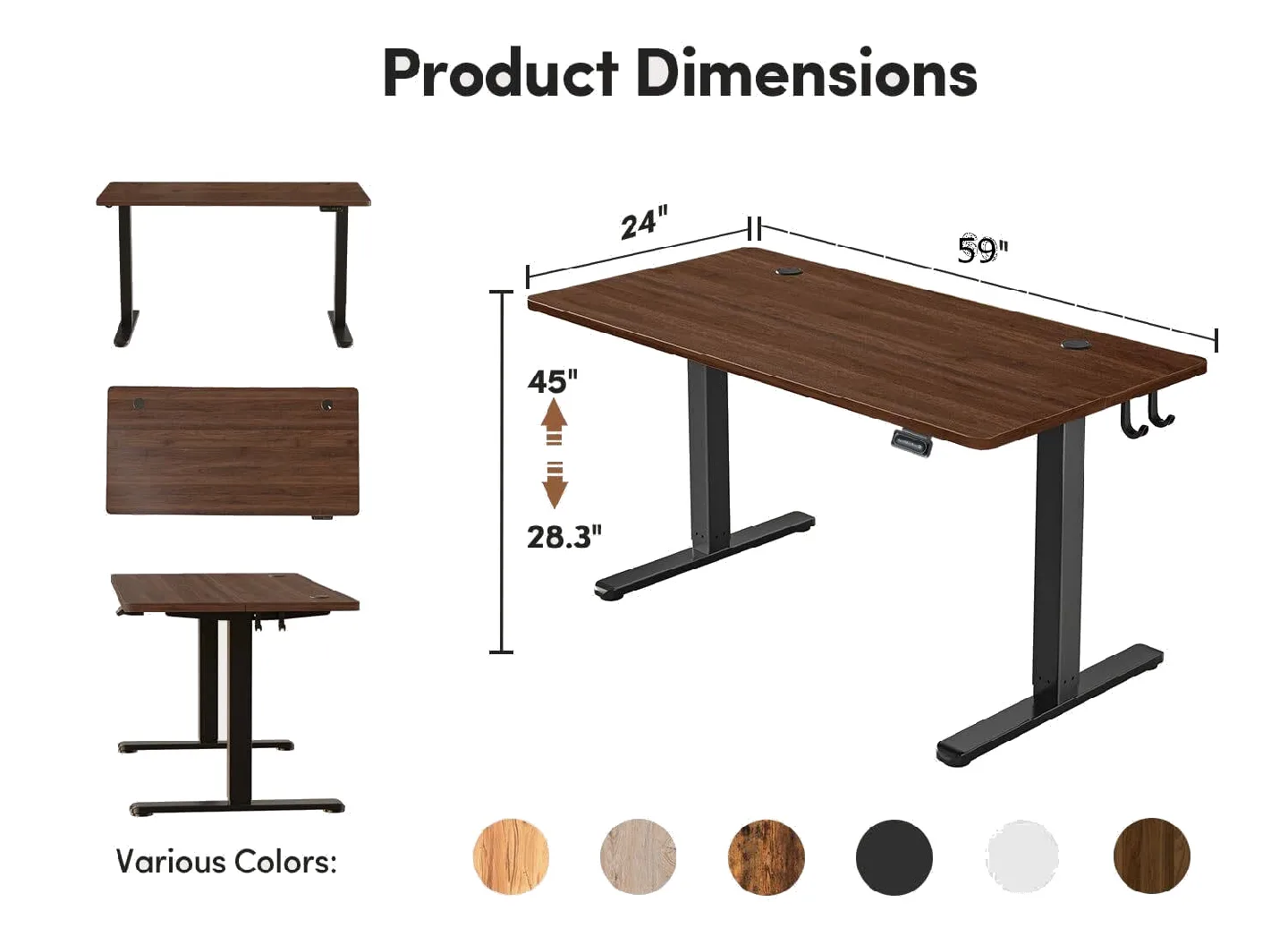 Adjustable Height Standing Desk - 59" x 24" image indicator(3)
