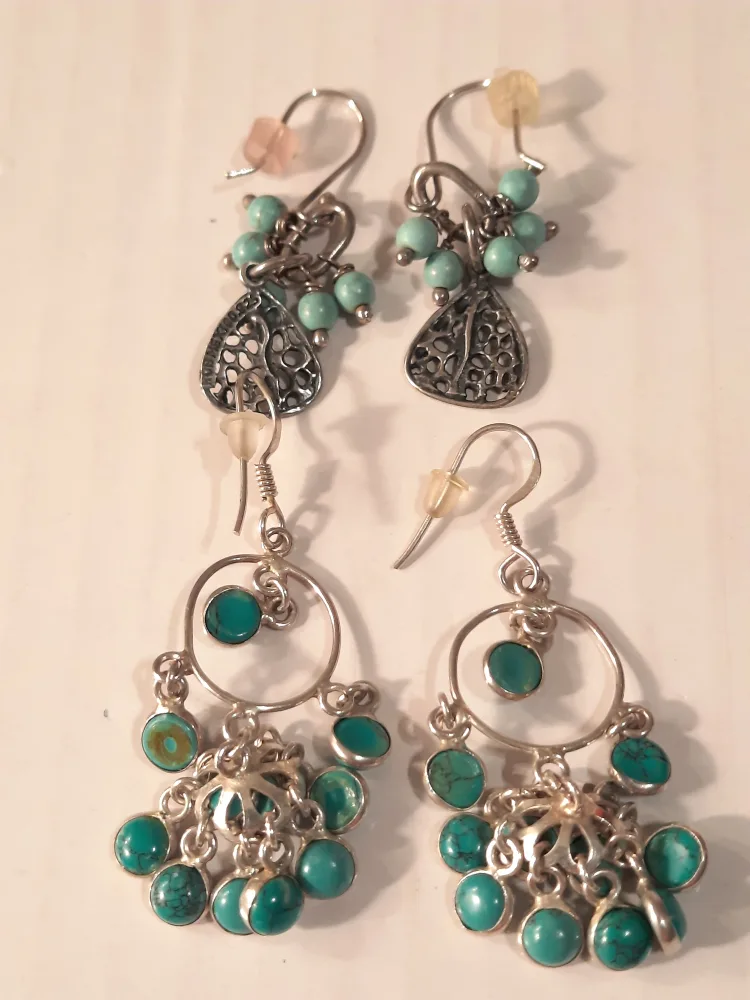 Vintage Sterling Silver Turquoise Earrings image indicator(2)