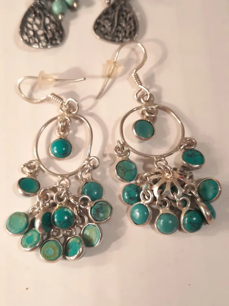 Vintage Sterling Silver Turquoise Earrings image indicator(8)