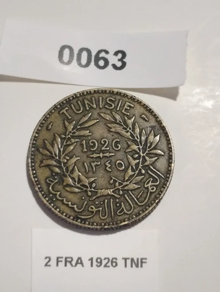 Vintage 1926 Tunisie 2 Francs Coin thumbnail