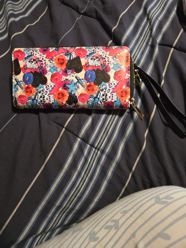 Floral Pattern Wallet with Wrist Strap