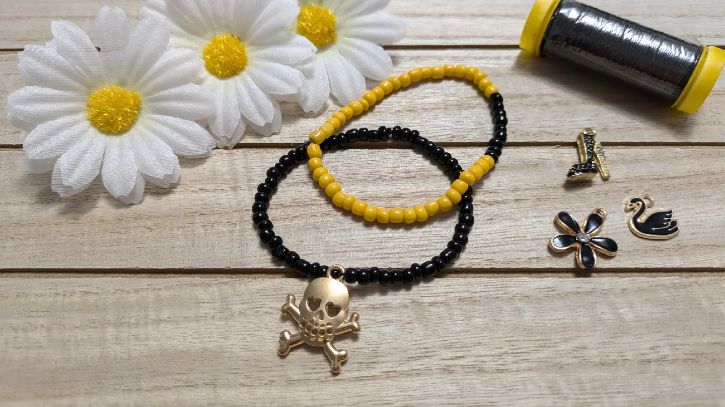 Handmade Beaded Bracelets - Yellow & Black image indicator(3)