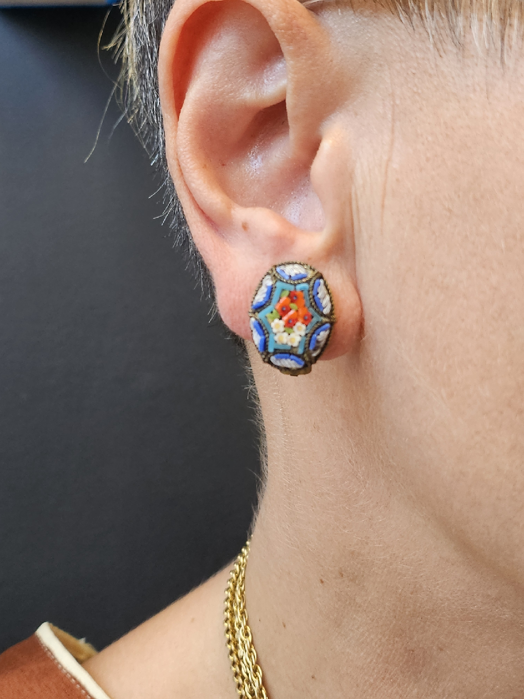 Vintage Mosaic Clip-on Earrings - photo 4