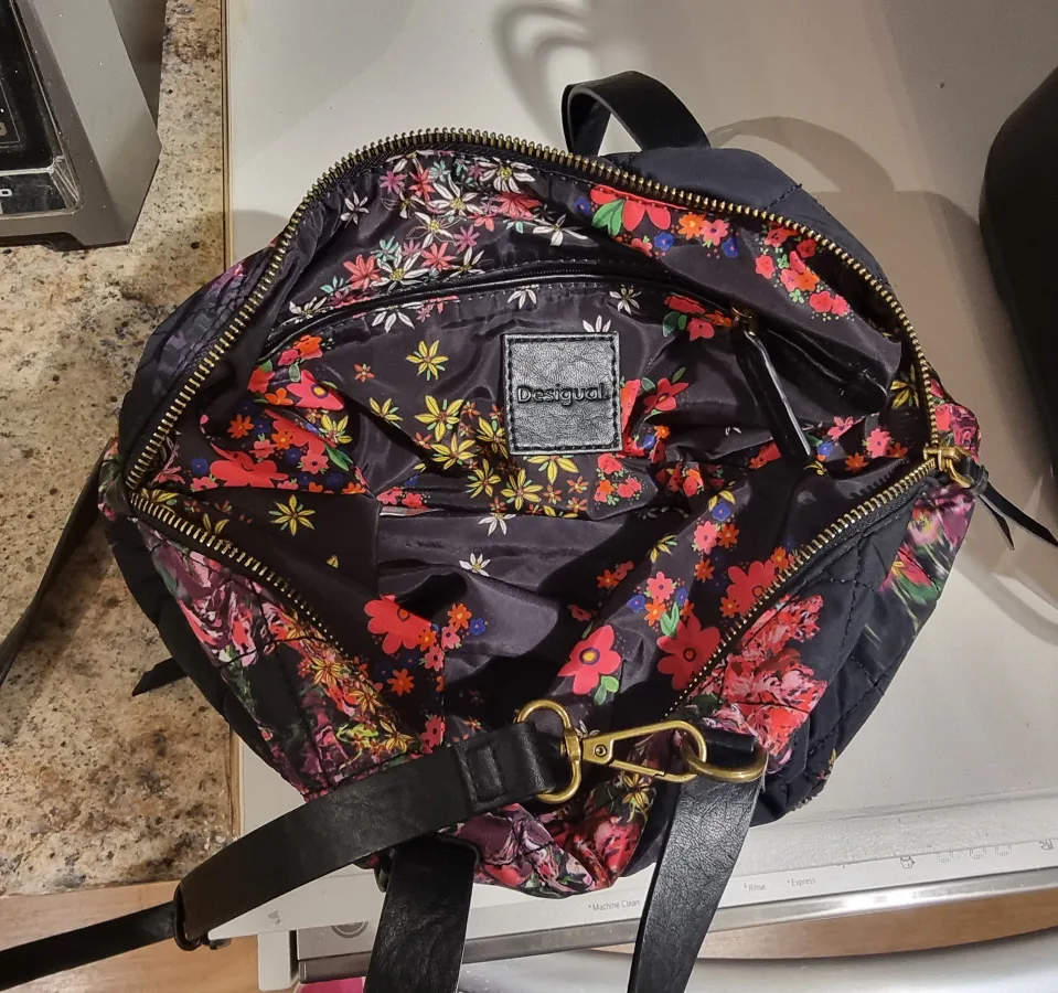 Desigual Black Floral Quilted Handbag image indicator(4)