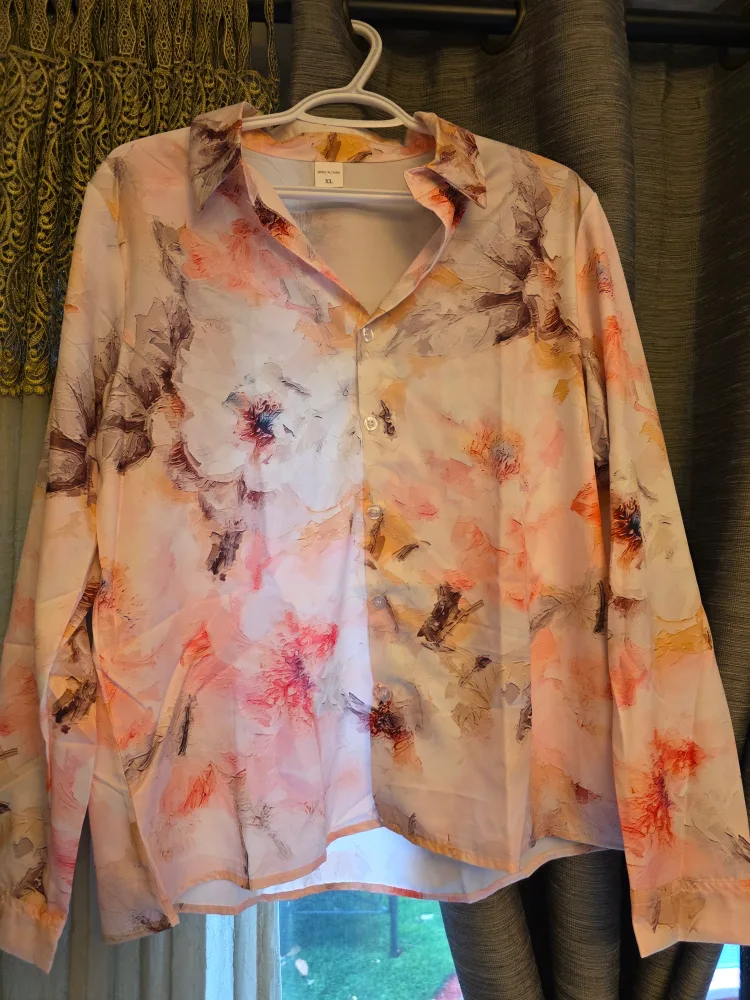 Floral Print Button-Up Shirt - XL thumbnail