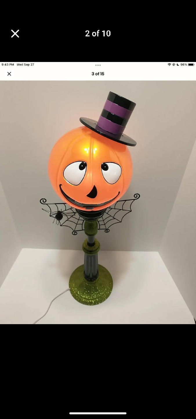 Cracker Barrel Lighted Pumpkin Post Lamp Halloween Adj Up To 36" - photo 3