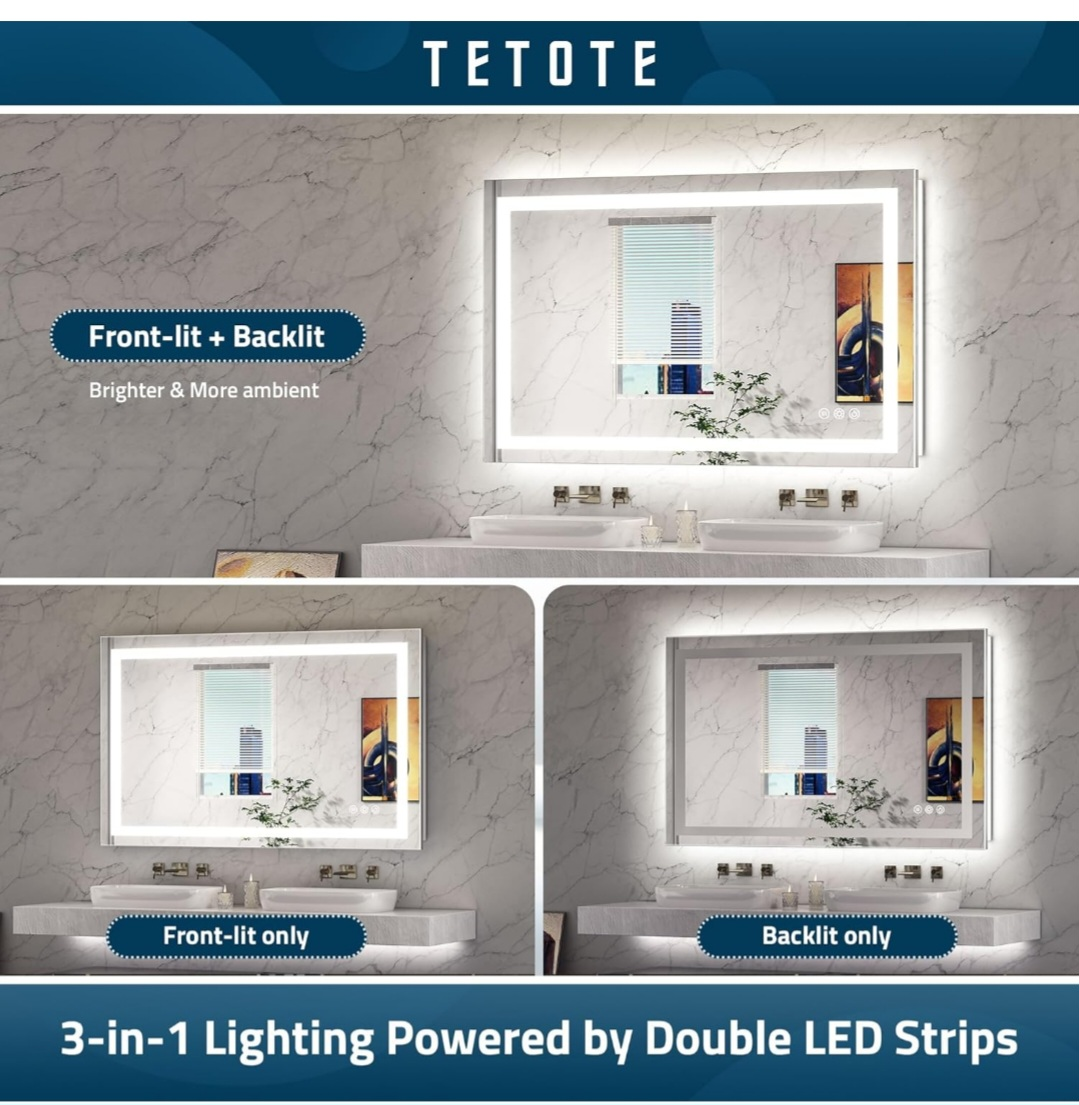 TETOTE LED Bathroom Mirror 40x24 in - photo 4