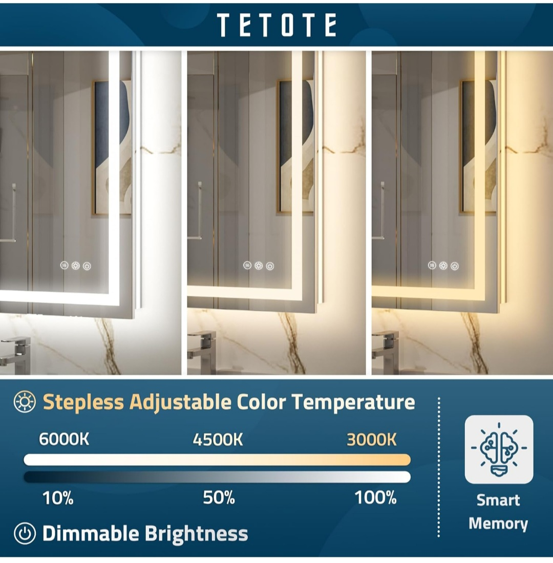 TETOTE LED Bathroom Mirror 40x24 in - photo 5