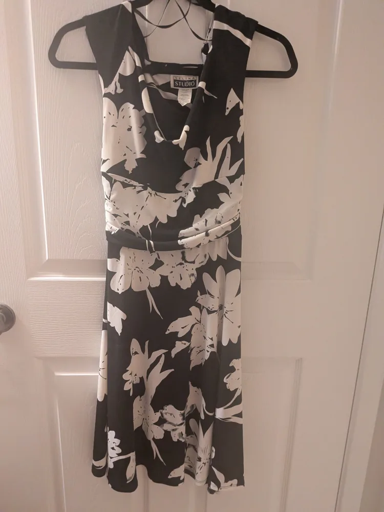 Talbots Studio Black & White Floral Dress thumbnail
