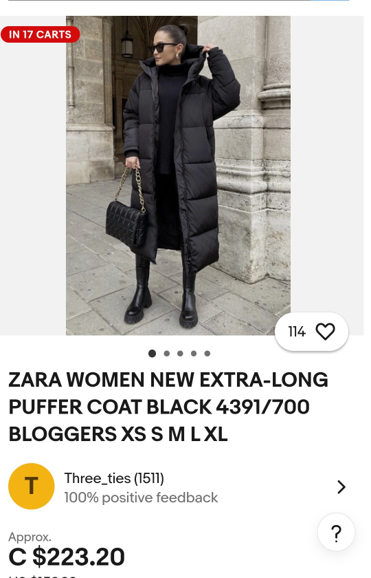 Zara Extra-Long Puffer Coat Black, Size Medium - photo 3