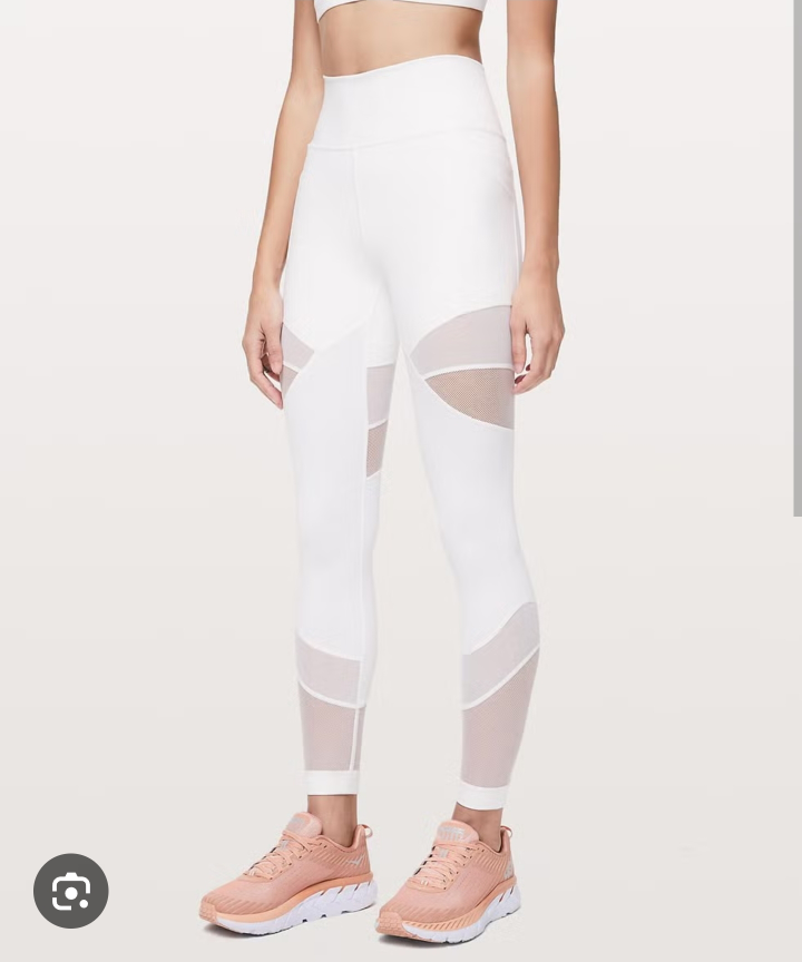 Lululemon White Leggings with Mesh Detail
