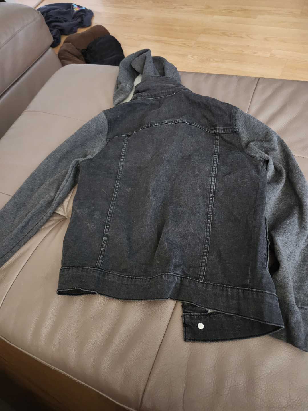 Treasure & Bond Black Denim & Grey Hoodie Jacket - photo 2