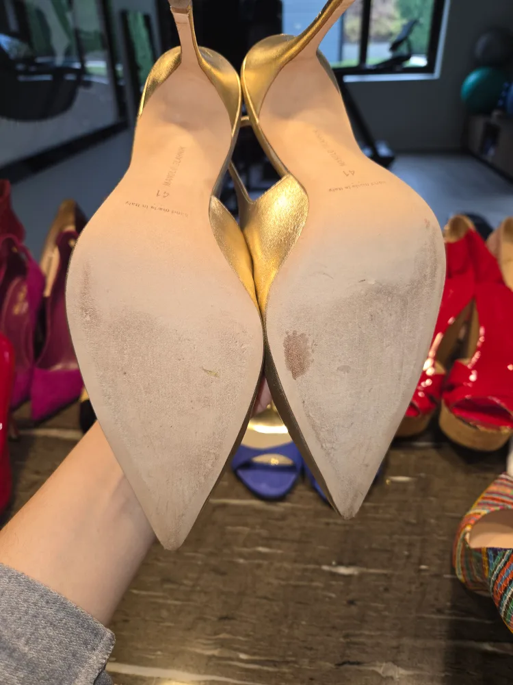 Manolo Blahnik Gold Slingback Heels - Size 41 image indicator(6)