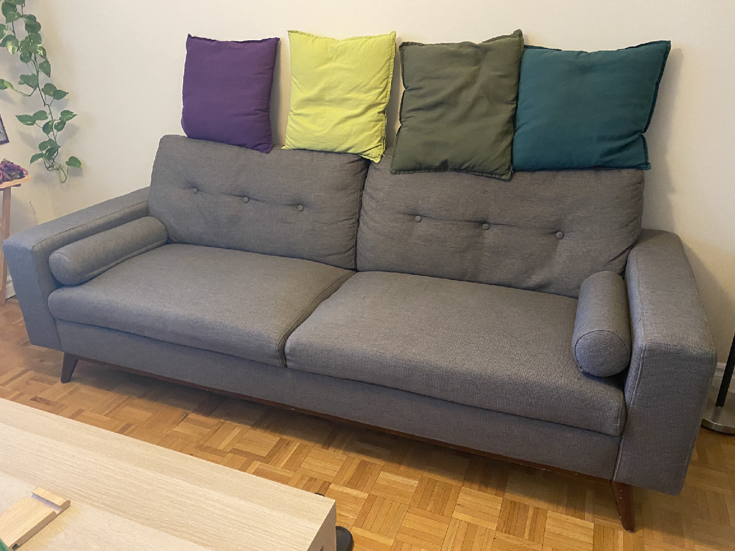 Grey Sofa with 4 Pillows- Pickup only - photo 2