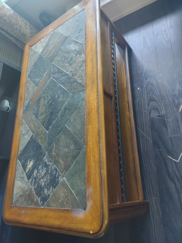 Wood Coffee Table with Slate Tile Top image indicator(4)