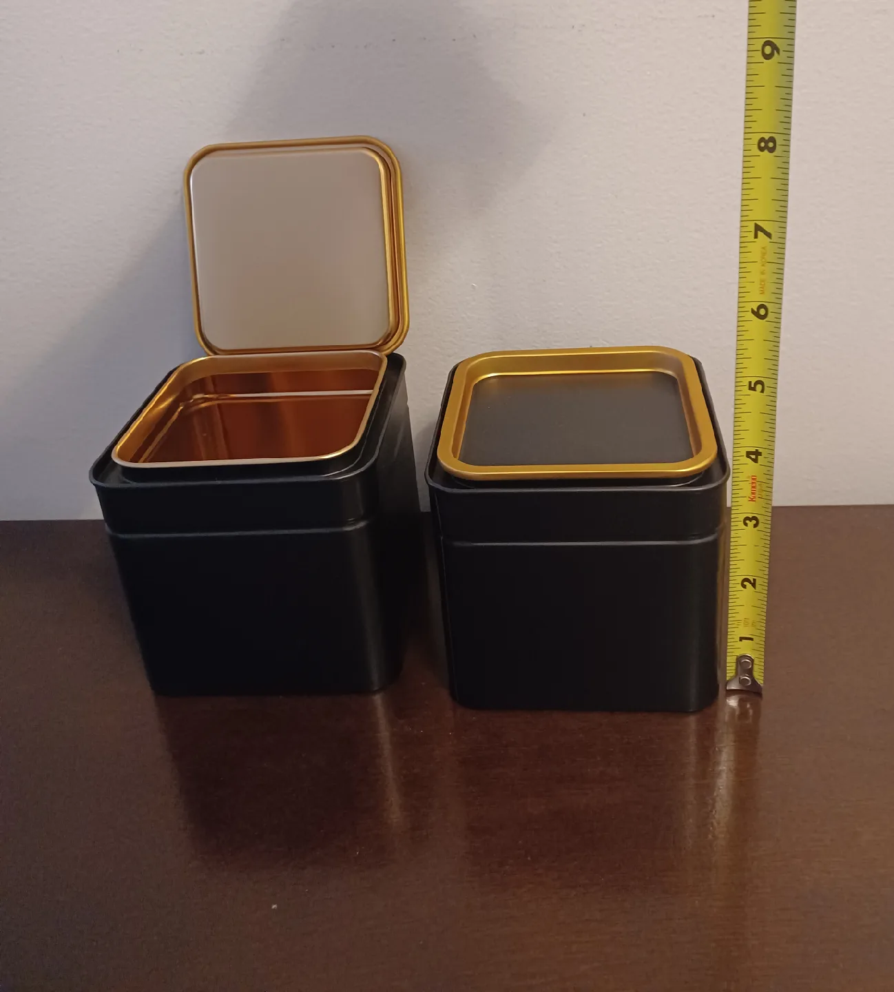 Set of 2 Black & Gold Metal Storage Tins image indicator(3)