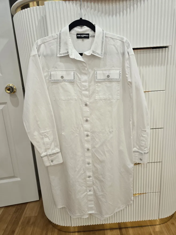 Karl Lagerfeld White Embellished Shirt Dress thumbnail
