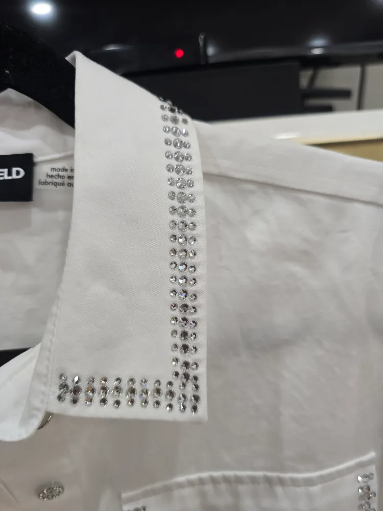 Karl Lagerfeld White Embellished Shirt Dress image indicator(3)