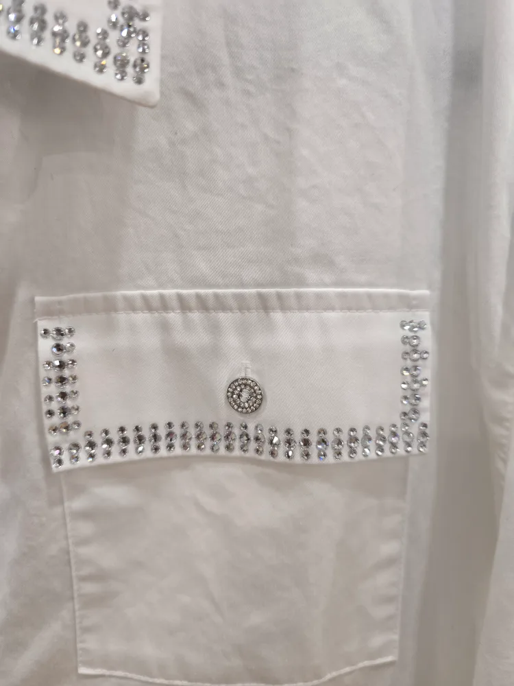 Karl Lagerfeld White Embellished Shirt Dress image indicator(4)