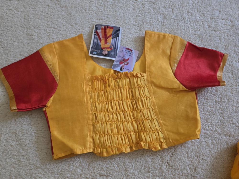 Kids Saree (Pre stitched) - Yellow & Red Size 28 (7 to 9 Years) - photo 4