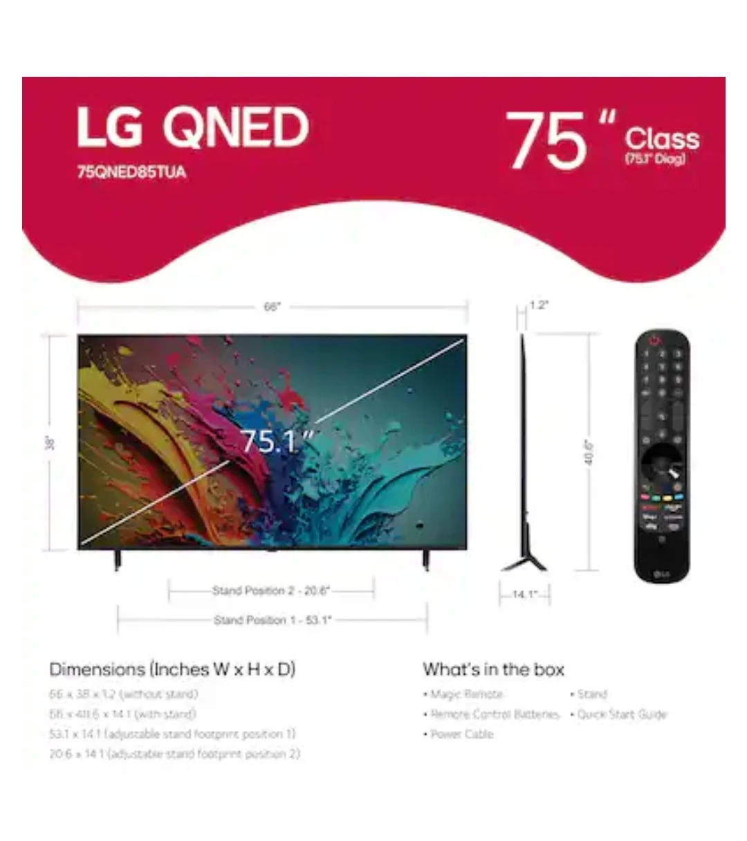 LG   75" Class 85 Series QNED 4K UHD Smart webOS TV  "NEW" - photo 2